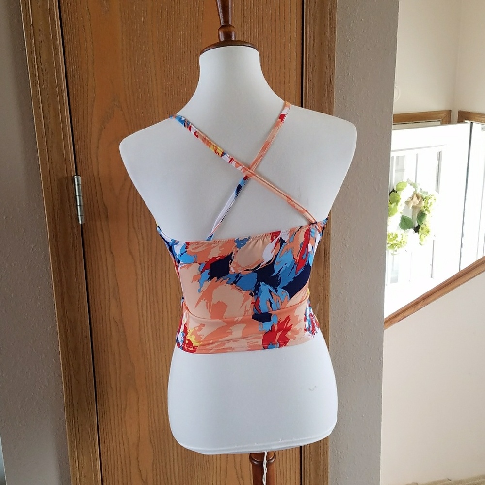 NEW Cheeky Coral  Wrap Crop Tank - Picture 2 of 5